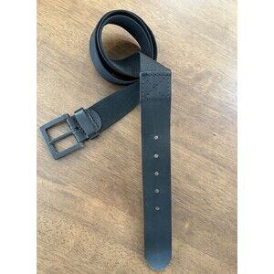 Men’s Black Woven Leather Trim Belt Italy XXL Adjustable Matte Buckle Pirelli